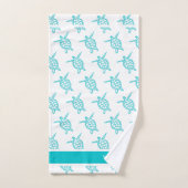 Monogram Sea Turtles Aquamarin Blue Nautical Coast Badhandtuch Set (Handtuch)