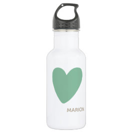 Monogram Seafoam Mint Green Heart Water Flasche Edelstahlflasche