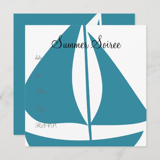 Monogram Segelboot Einladung (Vorne/Hinten)