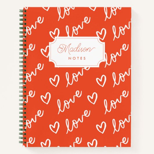 Monogram Self Liebe Red Heart Notizblock (Vorderseite)