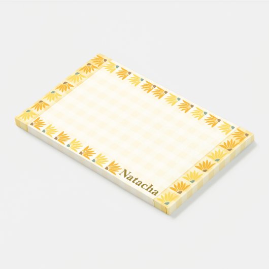 Monogram Senf Blumenhintergrund Farbige Kunst Post-it Klebezettel (angewinkelt)