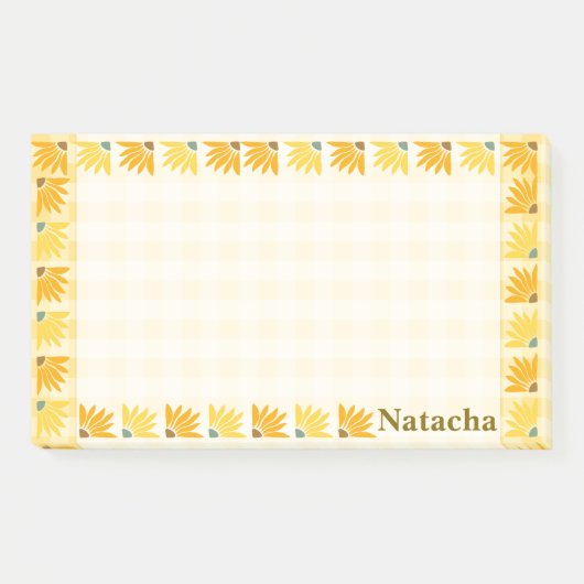 Monogram Senf Blumenhintergrund Farbige Kunst Post-it Klebezettel (Vorderseite)