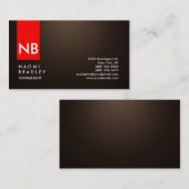 Monogram Sepia Brown Red Modern Consultant Visitenkarte (Vorne/Hinten)