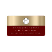 Monogram Sepia Gold Black Minimal Maroon UAWG Adressaufkleber (Vorne)