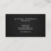Monogram Serif Corporate Minimal Black Linen Visitenkarte (Rückseite)