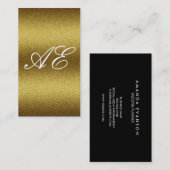 Monogram Serif Corporate Minimal Gold Glitzer Visitenkarte (Vorne/Hinten)