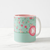 Monogram Shades Pink Dainty Blume Zweifarbige Tasse (VorderseiteRechts)
