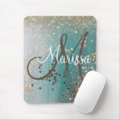 Monogram Shimmery Gold Stars auf Aquamarinen Mousepad (Mit Mouse)