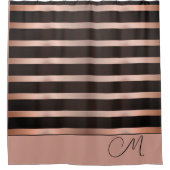 Monogram Shimmery Lmon Pink auf Schwarz Duschvorhang (Vorderseite)