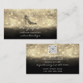 Monogram Shoes Gold Glitzer Heels Logo QR Black Visitenkarte (Vorne/Hinten)