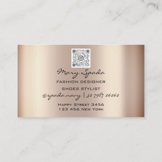 Monogram Shoes Rose Heelse Logo Shop QR Code Visitenkarte (Rückseite)