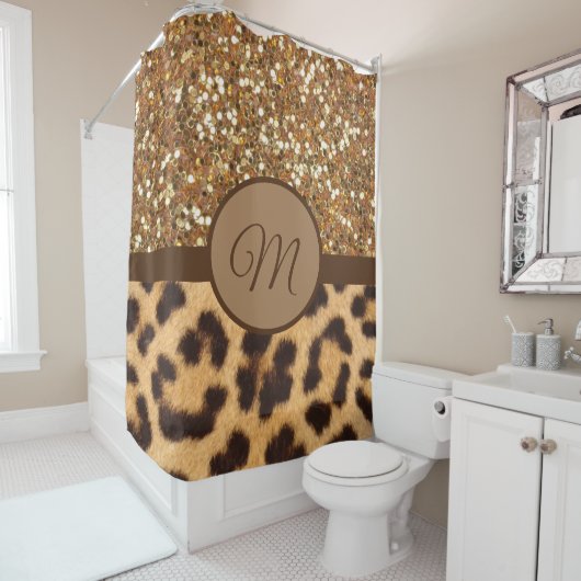 Monogram Shower Vorhang Mit Monogramm Gold Leopard (Beispiel)