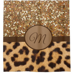 Monogram Shower Vorhang Mit Monogramm Gold Leopard