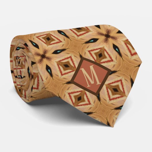 Monogram Sienna & Brown Einzigartiges Muster Männe Krawatte (Gerollt)