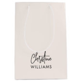 Monogram-Signatur Handgeschriebenes Script Rosa Mittlere Geschenktüte (Vorderseite)