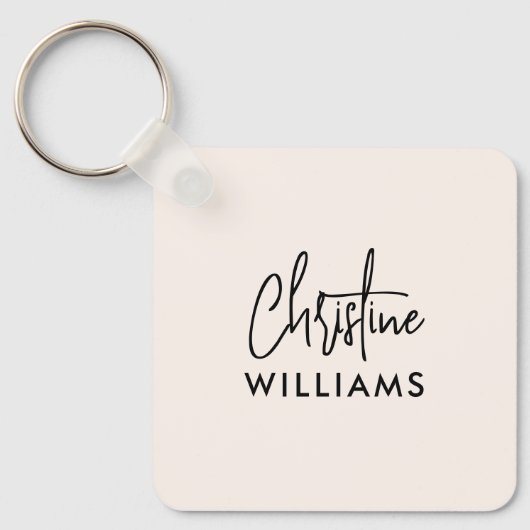 Monogram-Signatur Handgeschriebenes Script Rosa Schlüsselanhänger (Vorderseite)