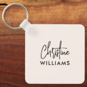 Monogram-Signatur Handgeschriebenes Script Rosa Schlüsselanhänger (Vorderseite)