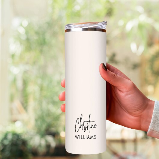 Monogram-Signatur Handgeschriebenes Script Rosa Thermosbecher