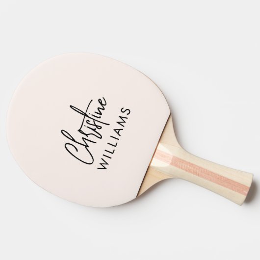 Monogram-Signatur Handgeschriebenes Script Rosa Tischtennis Schläger (Seitenansicht)