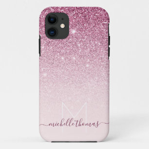 Monogram signatur script blush pink template Case-Mate iPhone hülle
