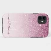 Monogram signatur script blush pink template Case-Mate iPhone hülle (Rückseite (Horizontal))