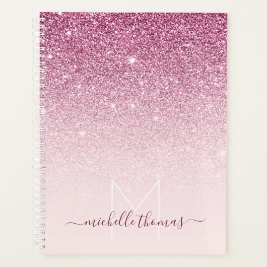 Monogram signatur script blush pink template planer (Vorderseite)