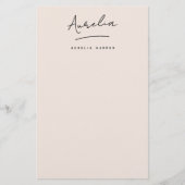 Monogram Signature Blush Pink Einfach Personalisie Briefpapier (Vorderseite)