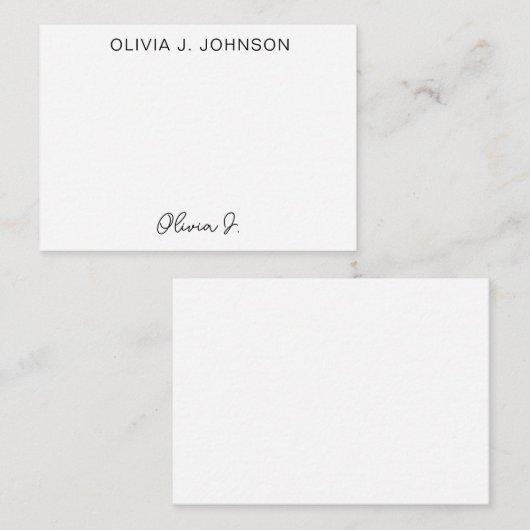 Monogram Signature Script Minimalistisch Mitteilungskarte (Vorne/Hinten)