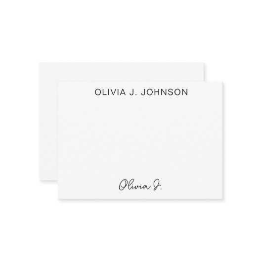 Monogram Signature Script Minimalistisch Mitteilungskarte (Vorderseite/Rückseite Beispiel)