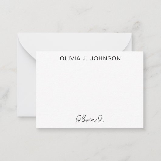 Monogram Signature Script Minimalistisch Mitteilungskarte (Vorderseite)