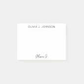 Monogram Signature Script Minimalistisch Post-it Klebezettel (Vorderseite)