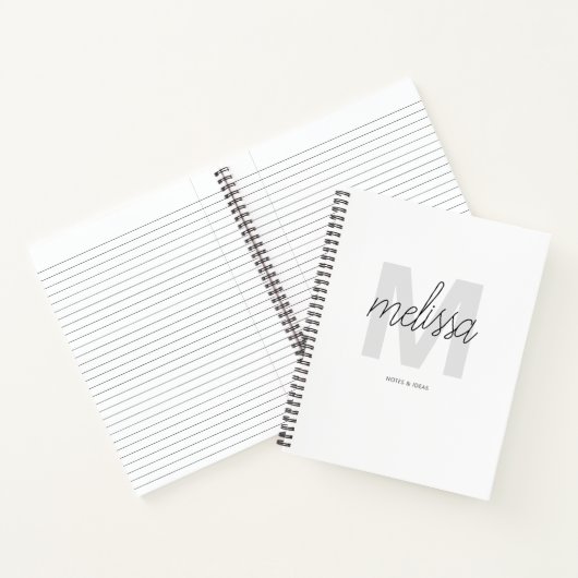 Monogram Signature Script Name Minimalistisch Chic Notizblock (Innenseite)