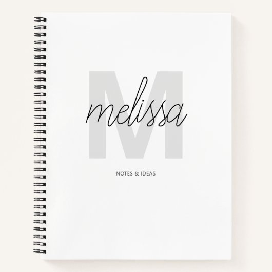 Monogram Signature Script Name Minimalistisch Chic Notizblock (Vorderseite)