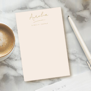 Monogram Signature Simple Feminine Blush Pink Gold Post-it Klebezettel