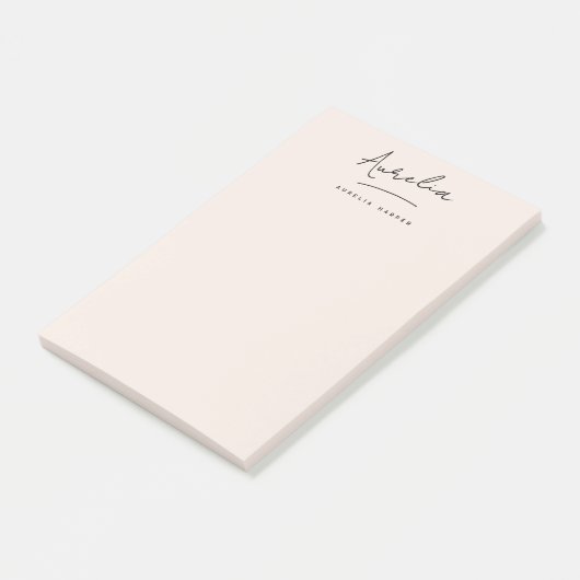 Monogram Signature Simple Modern Feminine Blush Post-it Klebezettel (angewinkelt)