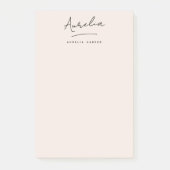 Monogram Signature Simple Modern Feminine Blush Post-it Klebezettel (Vorderseite)