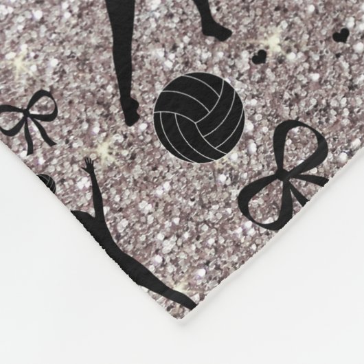 Monogram silber Glitzer Volleyballspieler Fleecedecke (Ecke)