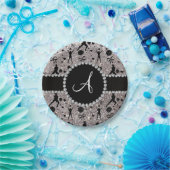 Monogram silber Glitzer Volleyballspieler Pappteller (Party)