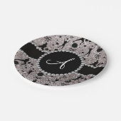Monogram silber Glitzer Volleyballspieler Pappteller (Schrägansicht)