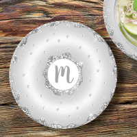 Monogram silberne Glitzer-Dongnut-Chic-Skript mädc