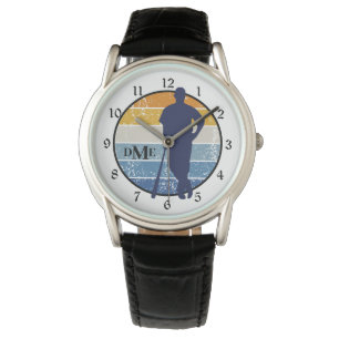 Monogram Silhouette Baseball Player Retro Armbanduhr