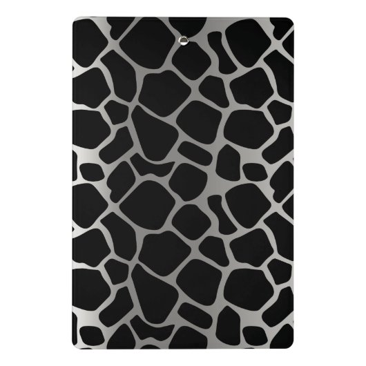 Monogram Silver and Black Giraffe Pattern Mini Klemmbrett (Rückseite)