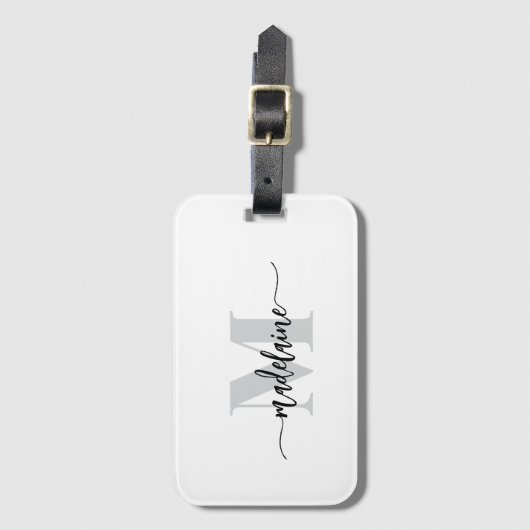 Monogram Silver Black Gepäckanhänger (Vorderseite Vertikal)