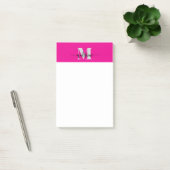 Monogram Silver Black Pink Color Personal Post-it Klebezettel (Büro)