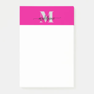 Monogram Silver Black Pink Color Personal Post-it Klebezettel