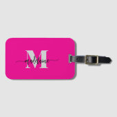 Monogram Silver Black Pink Personal Gepäckanhänger (Vorderseite (Horizontal))