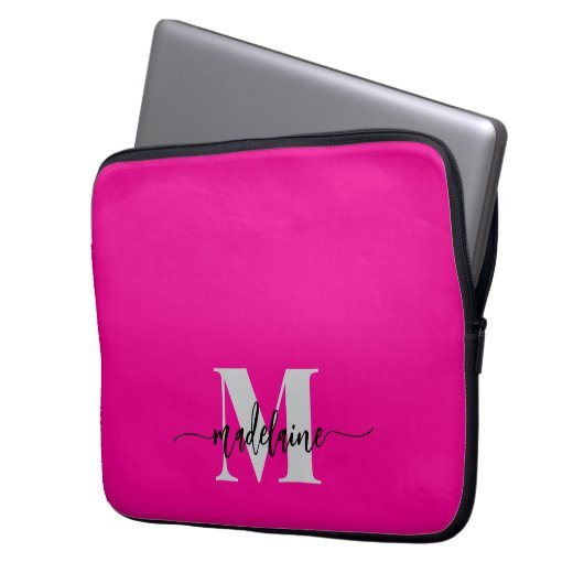 Monogram Silver Black Pink Personal Laptopschutzhülle (Vorderseite Links)