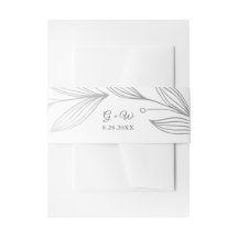 Monogram Silver Botanical Blätter Elegante Hochzei