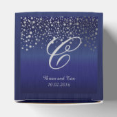 Monogram Silver Confetti Dots | Sapphire Blue Geschenkschachtel (Oben)