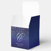 Monogram Silver Confetti Dots | Sapphire Blue Geschenkschachtel (Geöffnet)